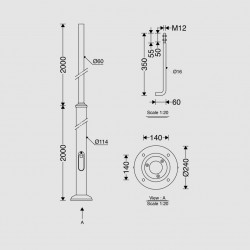 پایه چراغ پارکی مدل MPPOLEF40C-W